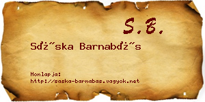 Sáska Barnabás névjegykártya