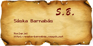 Sáska Barnabás névjegykártya